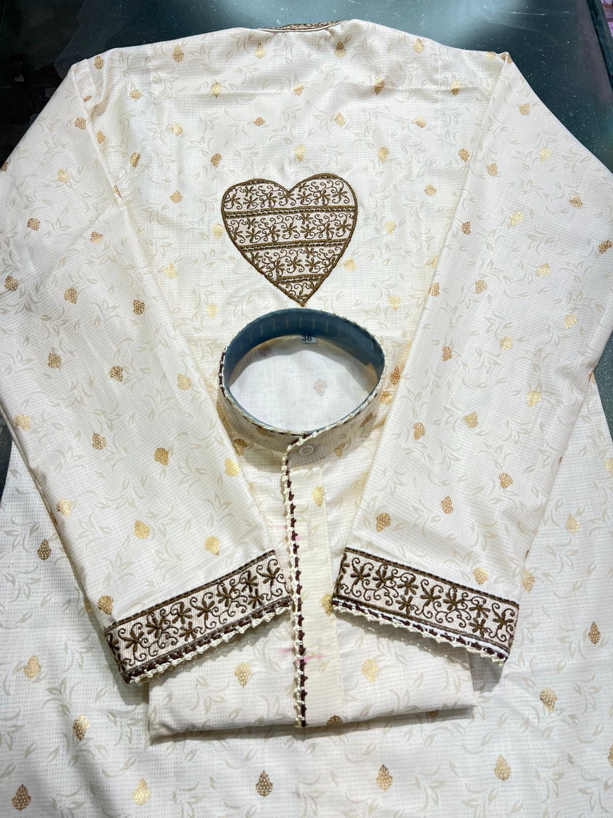 Kids Kurta Saya With Aq pattern and Double Makkhi