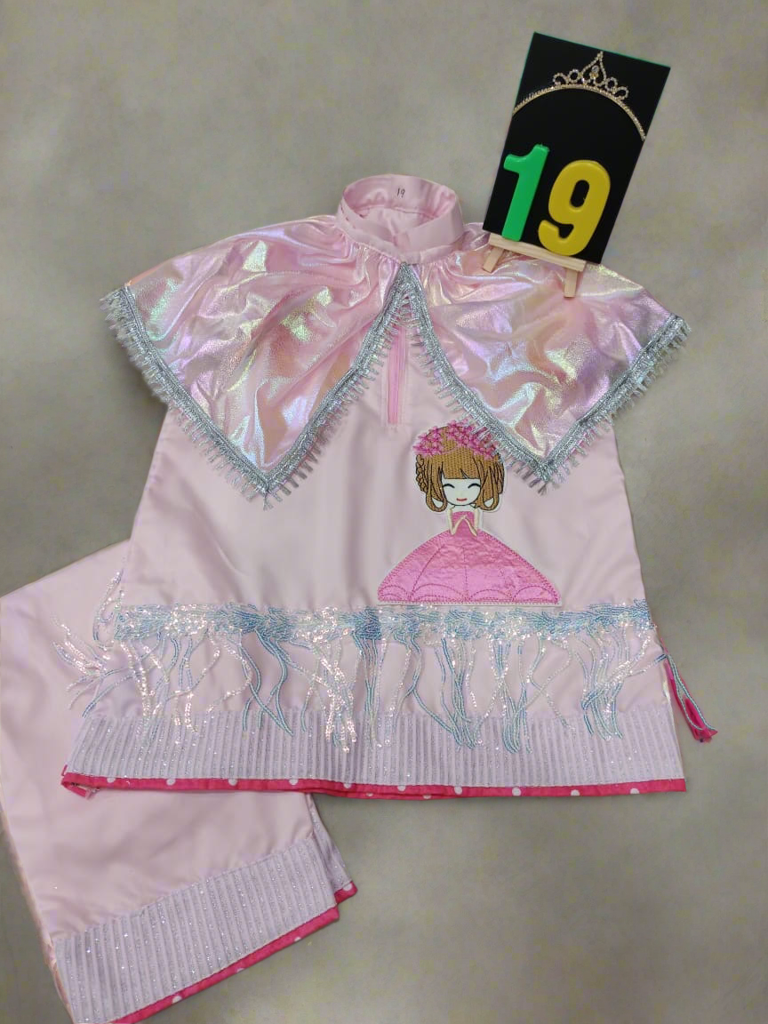 Pink Kids Jhabla with Cape
