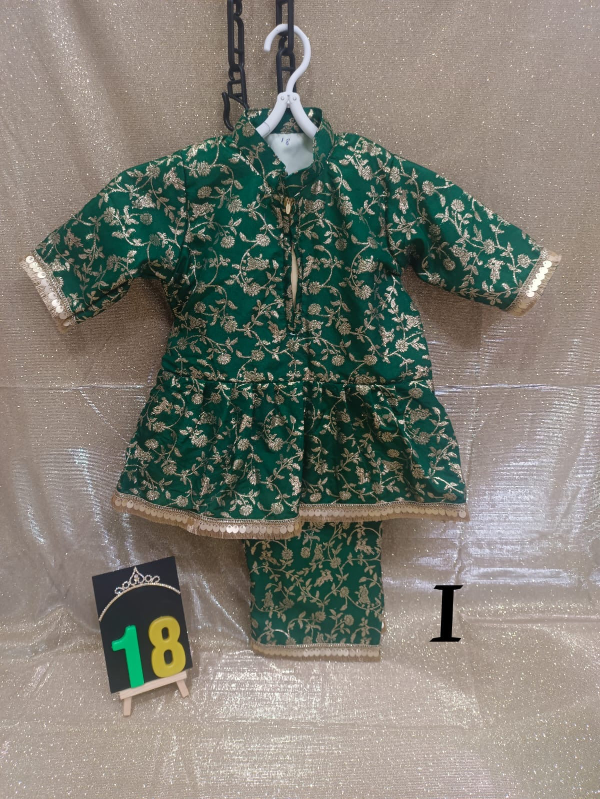Green and golden jhabla (girls dress)