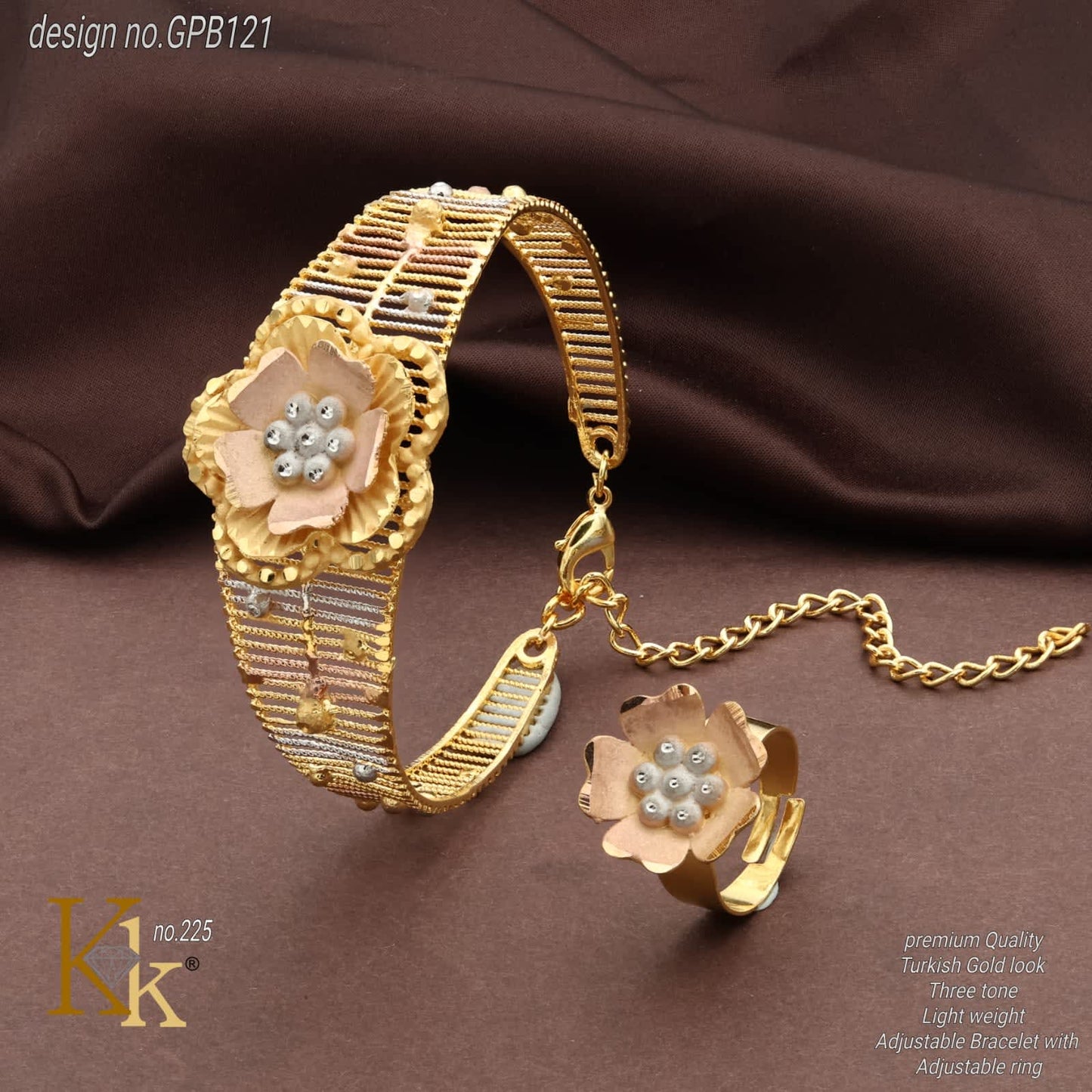 Turkish Gold look Kada and ring