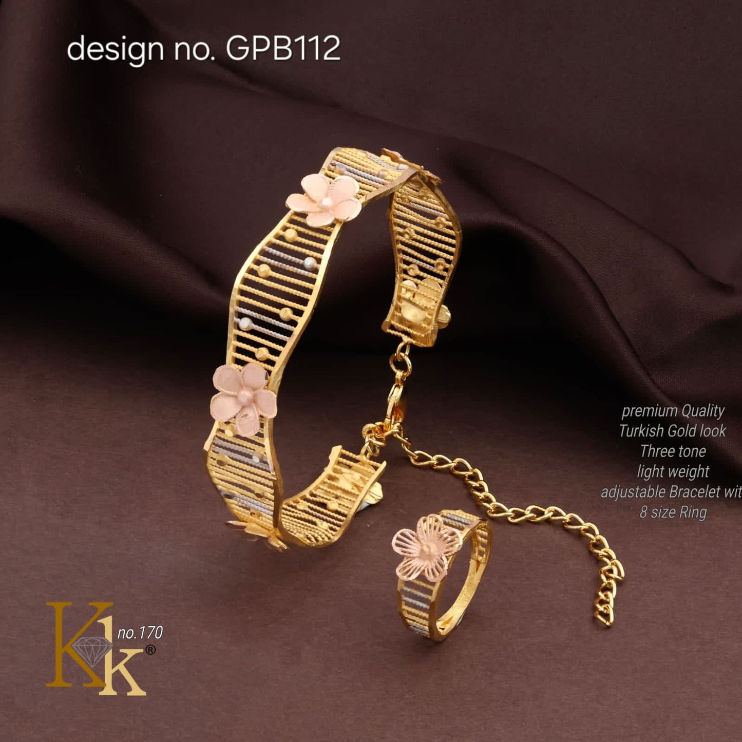 Turkish Gold look Kada and ring
