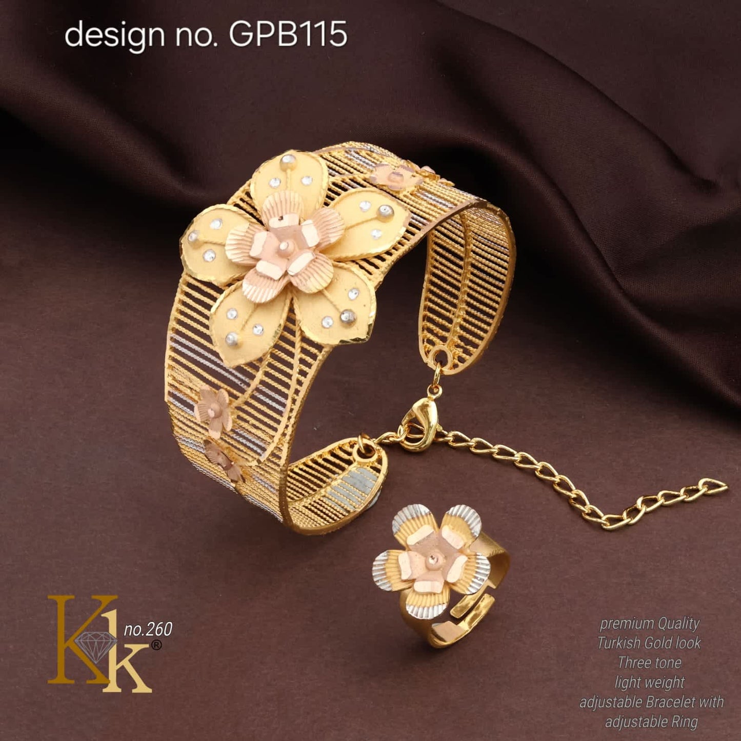 Turkish Gold look Kada and ring