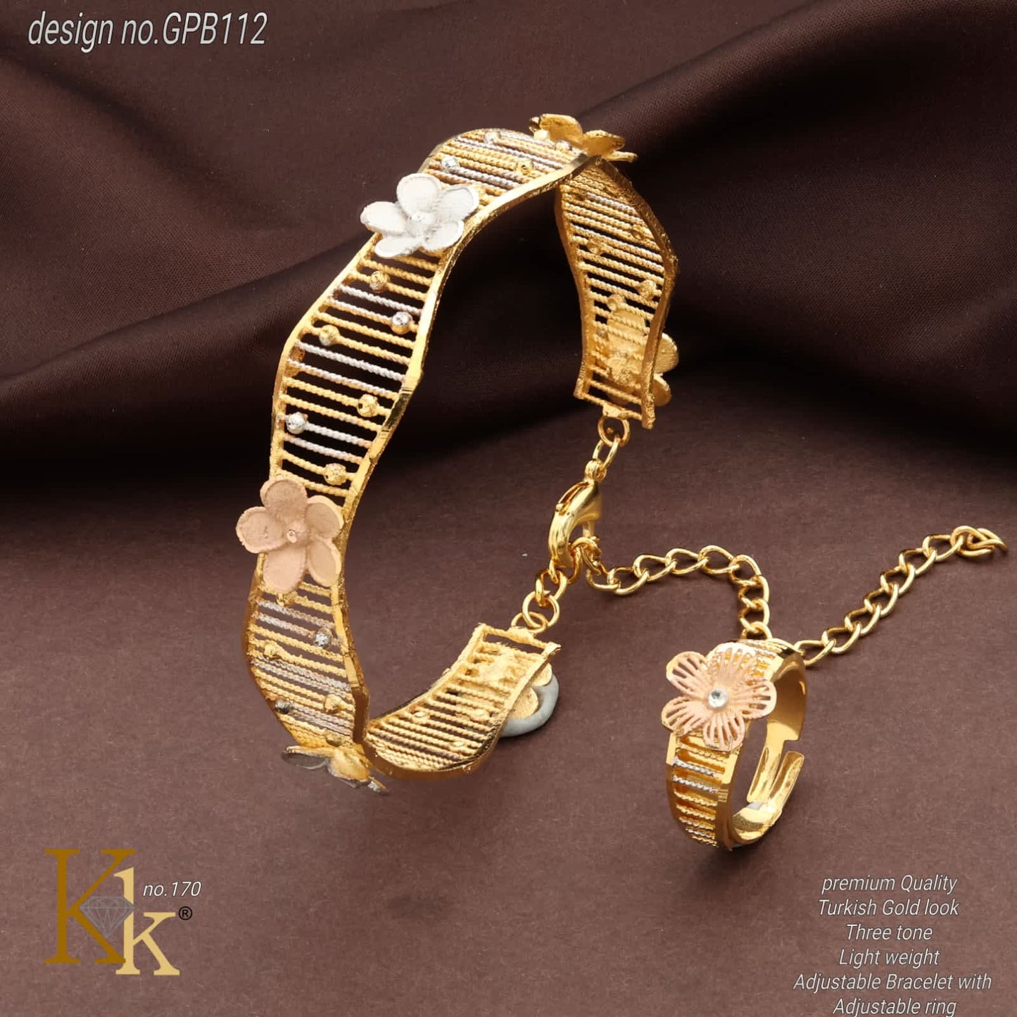 Turkish Gold look Kada and ring