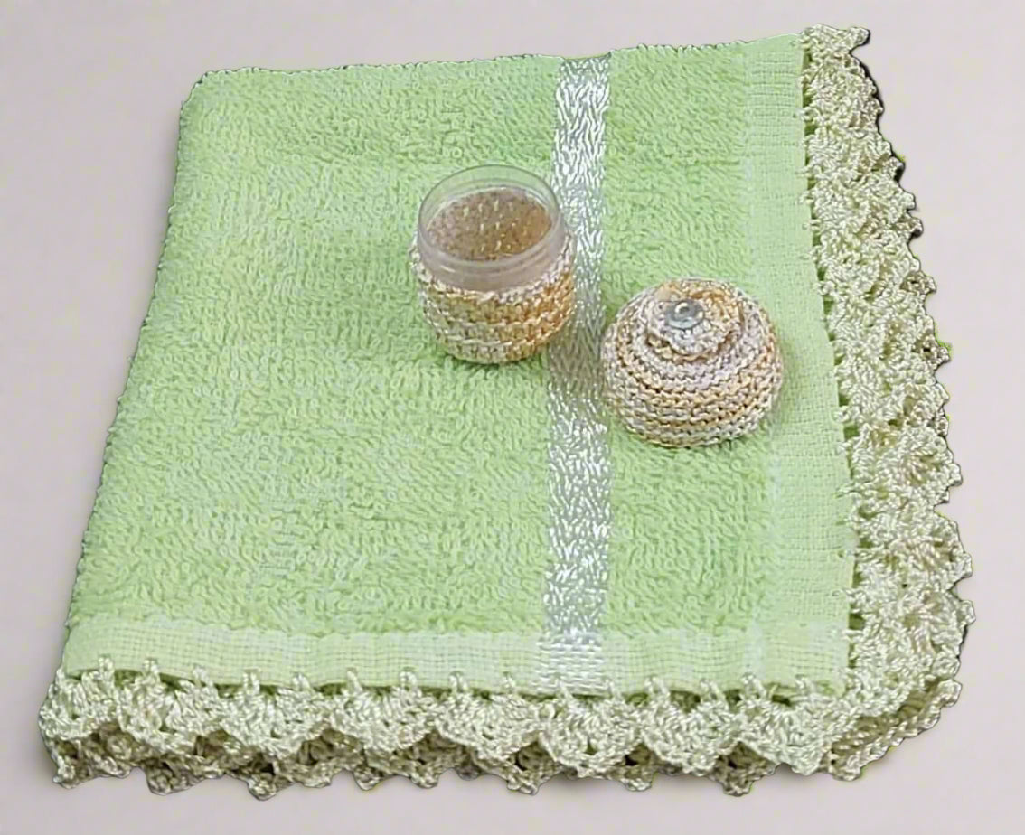 Handmade Crochet towels and khak-e-shifa Dabbi. Gifting - Ramadan Specials