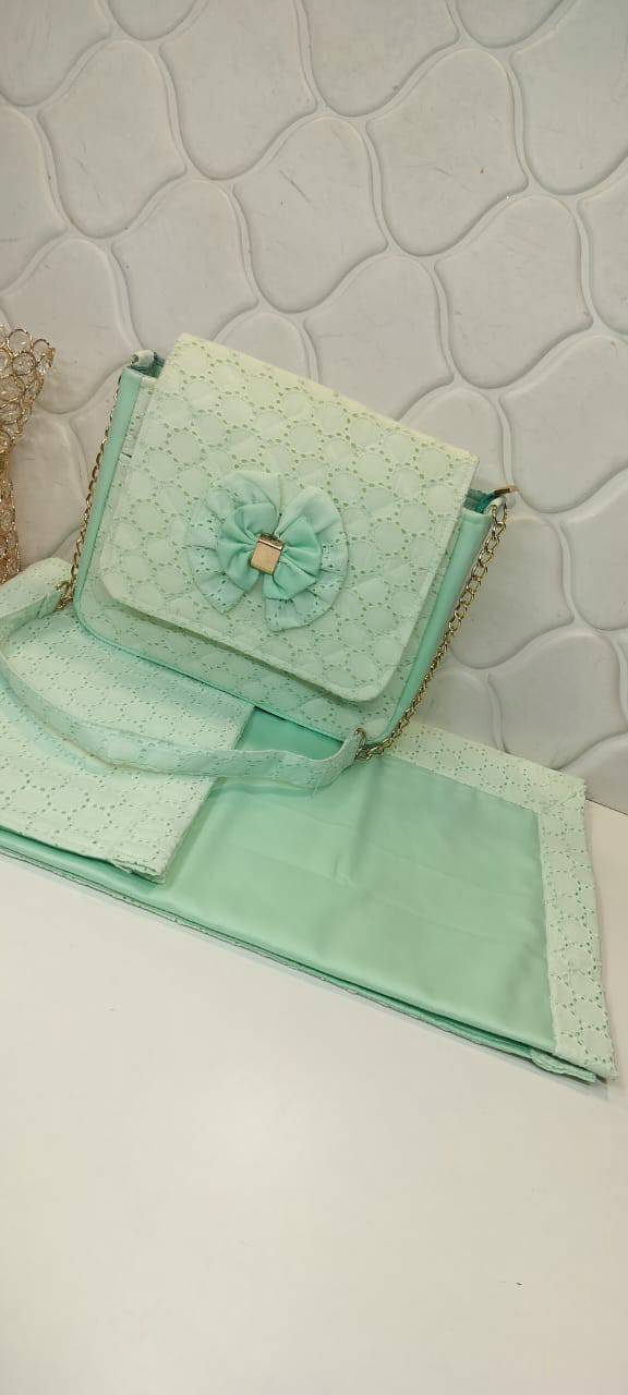 Elegant Quilted Masallah and Sling Bag with Golden Chain
