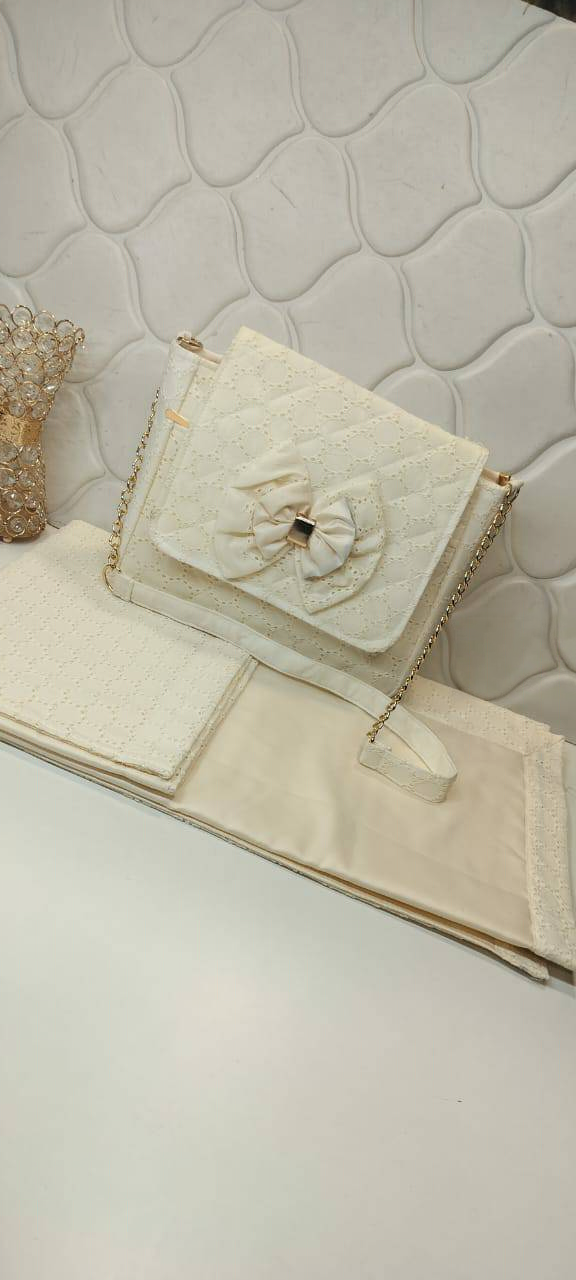 Elegant Quilted Masallah and Sling Bag with Golden Chain