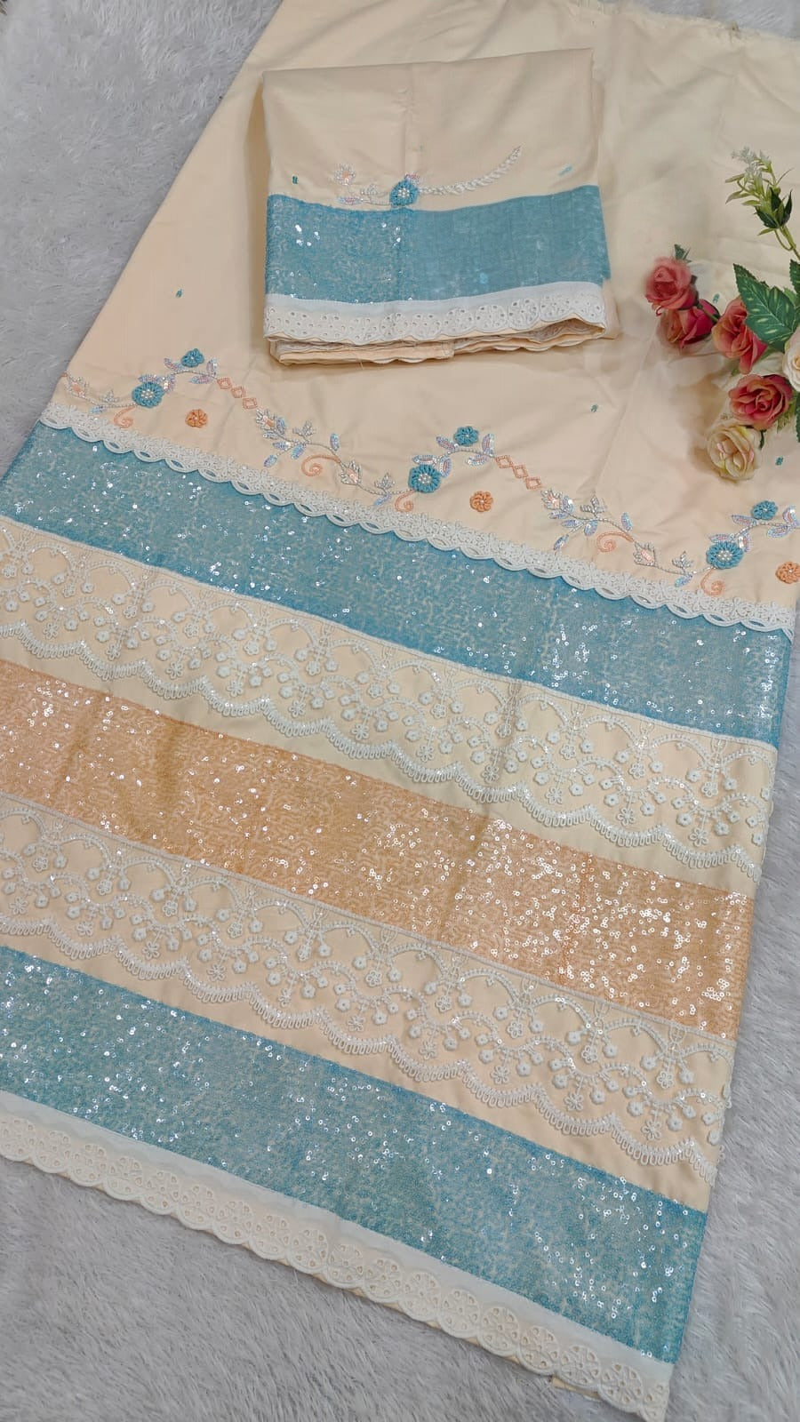 Bombay Coral Peach Handwork Rida